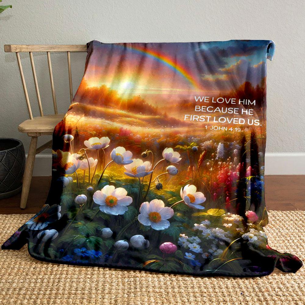Sunrise Floral Rainbow Blanket  Printed Blanket for Living Room Bed Couch lunch break Soft Cozy Blanket for Friend s festival Gift 80cm x 120cm