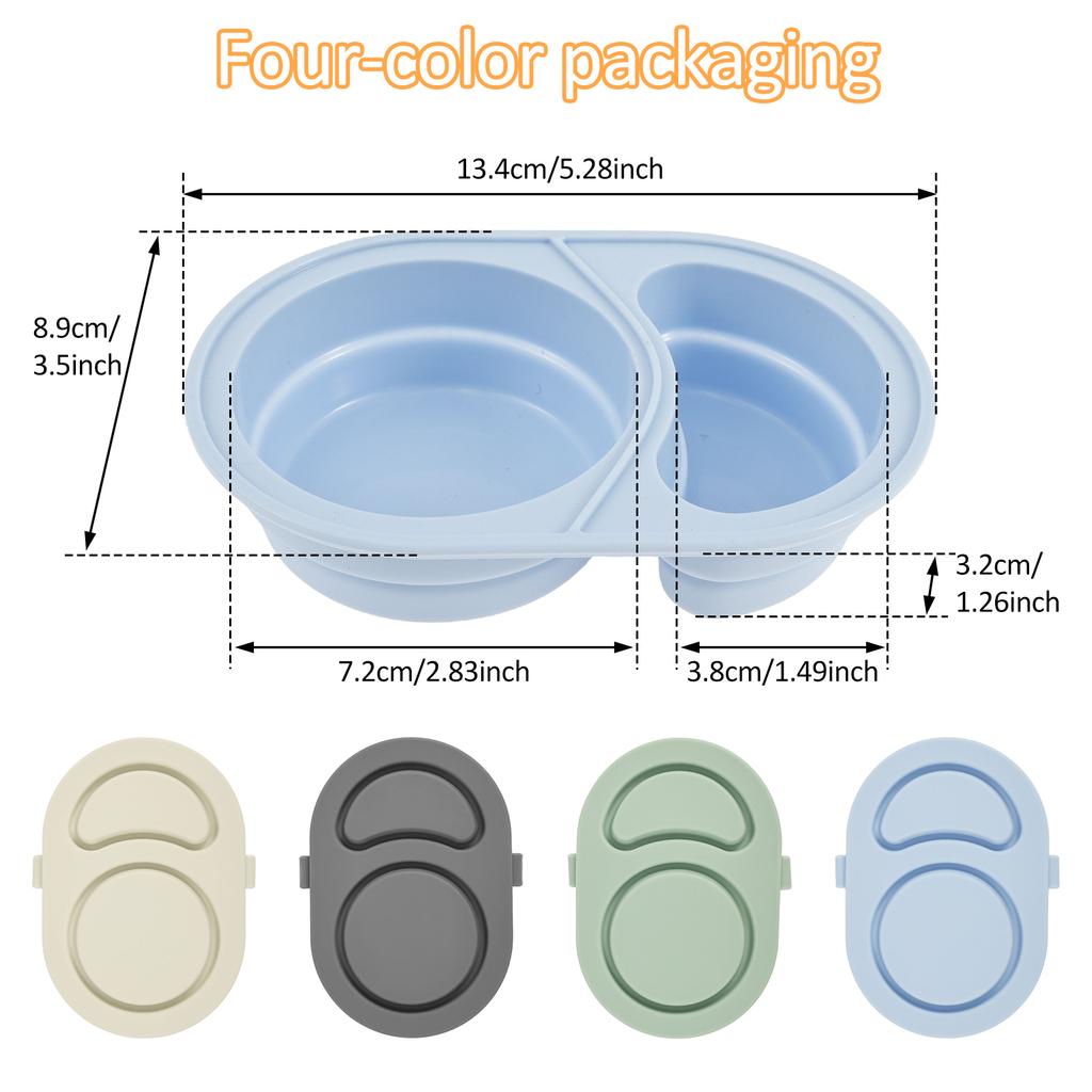 4Pcs Silicone Snack Container with Lid Reusable Condiment Container with 2 Compartments Ideal for On the Go Meals and Parties
