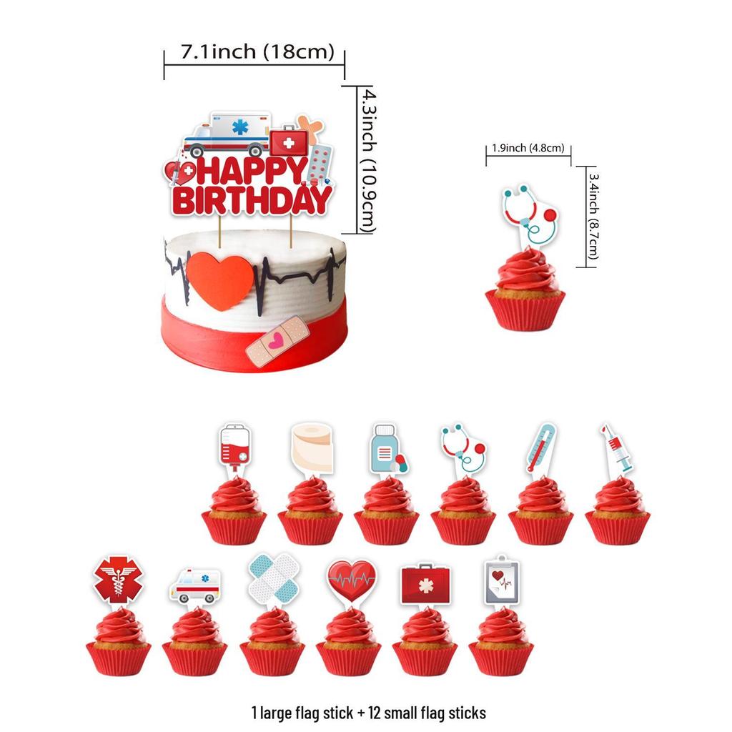 In Stock Medical Theme Party Decoration Set: Banner, Balloons, & Cake Toppers
