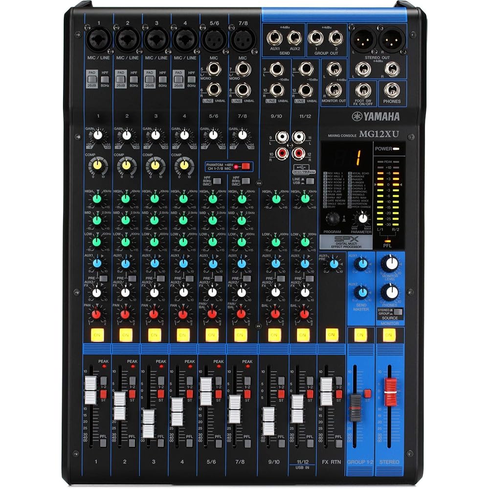 Yamaha Yamaha 12 Channel Mixing Console Audio Interface MG12XU Equipped with 24 High Quality Digi...