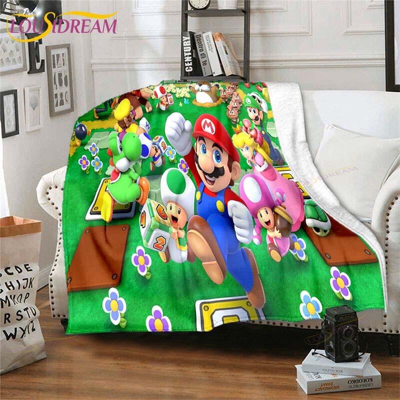 Mario Bros Blanket High Quality Flannel Warm Soft Plush on The Sofa Bed Blanket Suitable for Air Conditioning Blanket