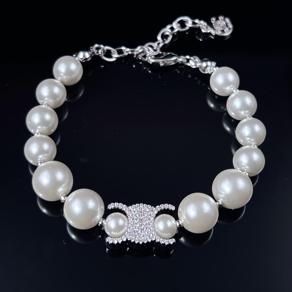 Saijia Zweiseitige Gewebte Schlangenknochen-Halskette mit Perlenarmband und Diamant-Logo - Europäischer und Amerikanischer Luxusstil.