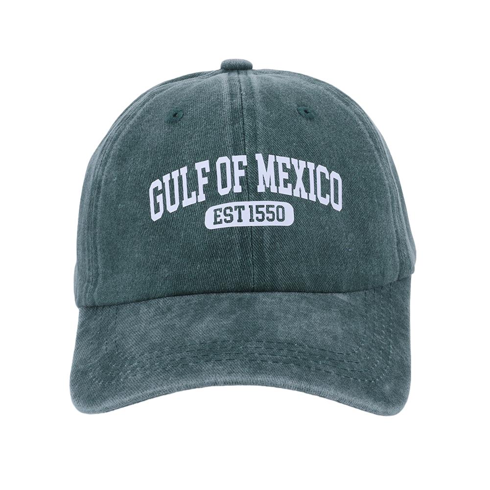 

Gulf of Mexico Est 1550 Vintage Baseball Cap Gulf of Mexico Hat Washed Cotton Unisex Cap Adjustable Trucker Hat for Men Women зелений