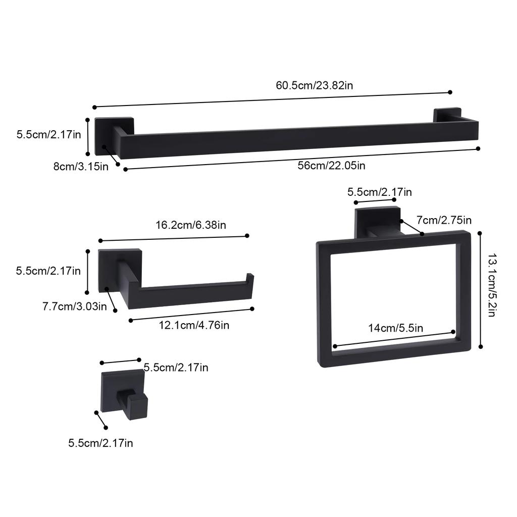 Stainless Steel Ring Wall Mounted Square Towel Holder Hand Hanger Bath Rack for Kitchen Bathroom Toilet