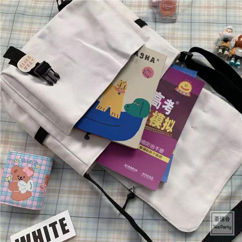 Japanese Harajuku Canvas Messenger Bags Korean Retro Streetwear Crossbody Bag Unisex Student Casual Shoulder Bags