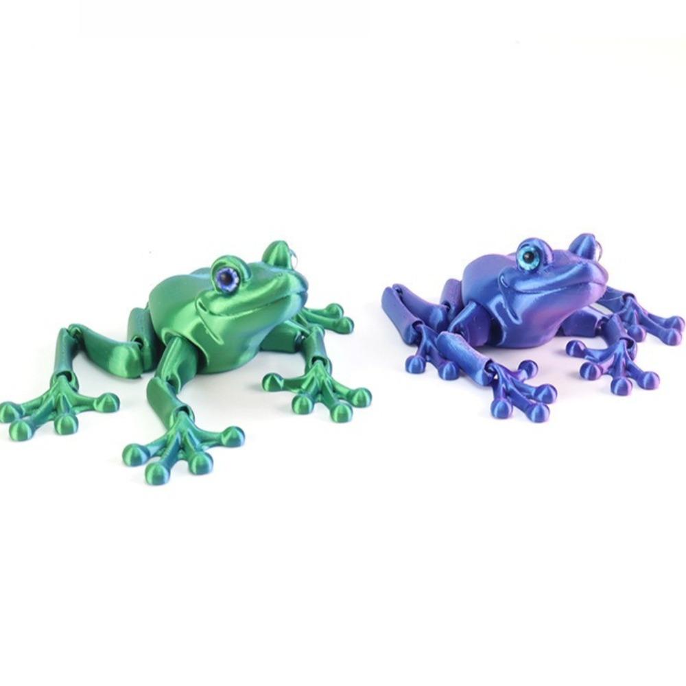 3D Printing Frog Figures Animal Toys Multi-joint Movable Fidget Toy Simulation Eyes for Home Accessories Room Decor Kids Gifts