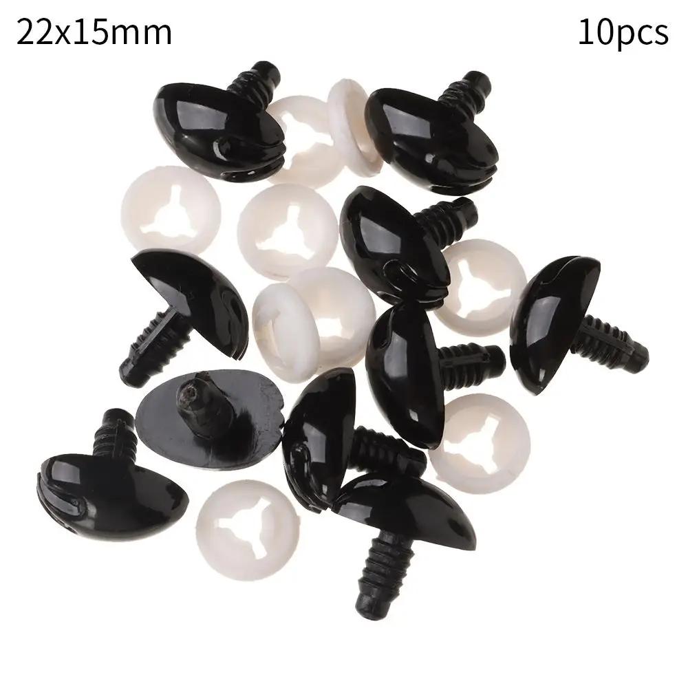 10Pcs Plastic Black Oval Safety Noses Doll Animal Dog Noses for Bear Stuffed Toys DIY Craft Wool Felting Accessories