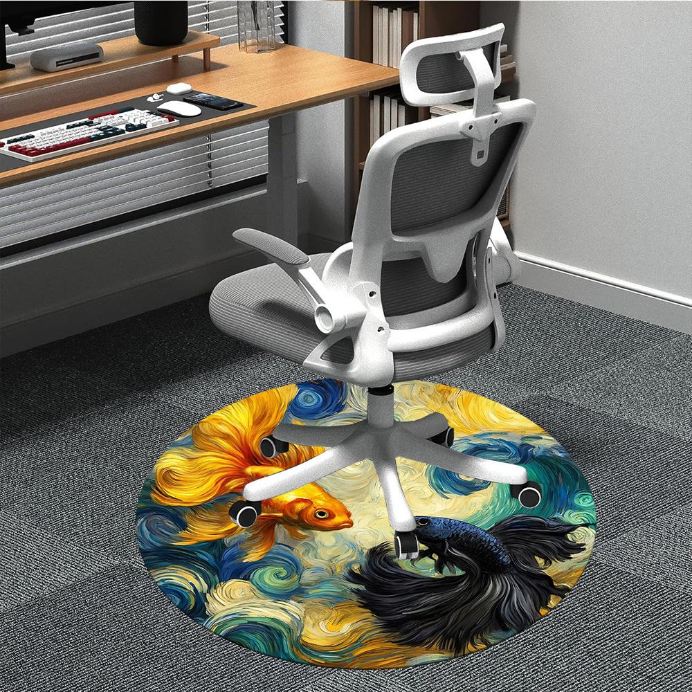 

1pc Goldfish Yin Yang Artwork Chair Carpet for Office, Soft Comfortable Mat For Office, Living Room, Bedroom, Machine Washable Carpet yy251112204 80cm by 80cm