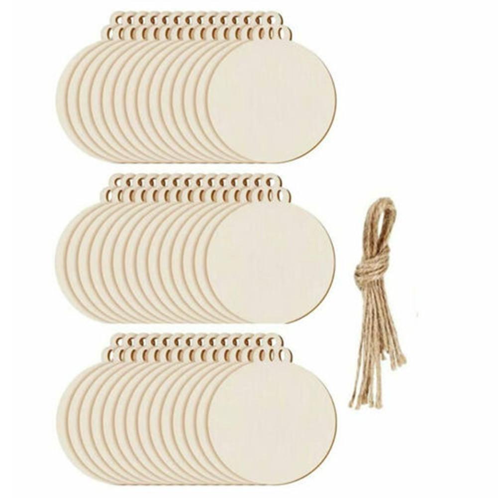 30Pcs Wooden Christmas Craft Shapes DIY Xmas Tree Decoration Hanging Baubles