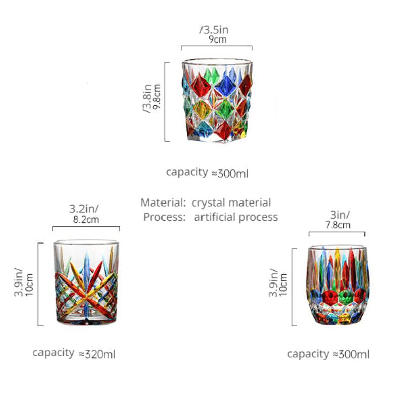 1pc Italian Stained Glass Embossed Color Drinking Cup Coffee Mug Sparkling Glitter Whiskey Glass For Various Drinks And Wine