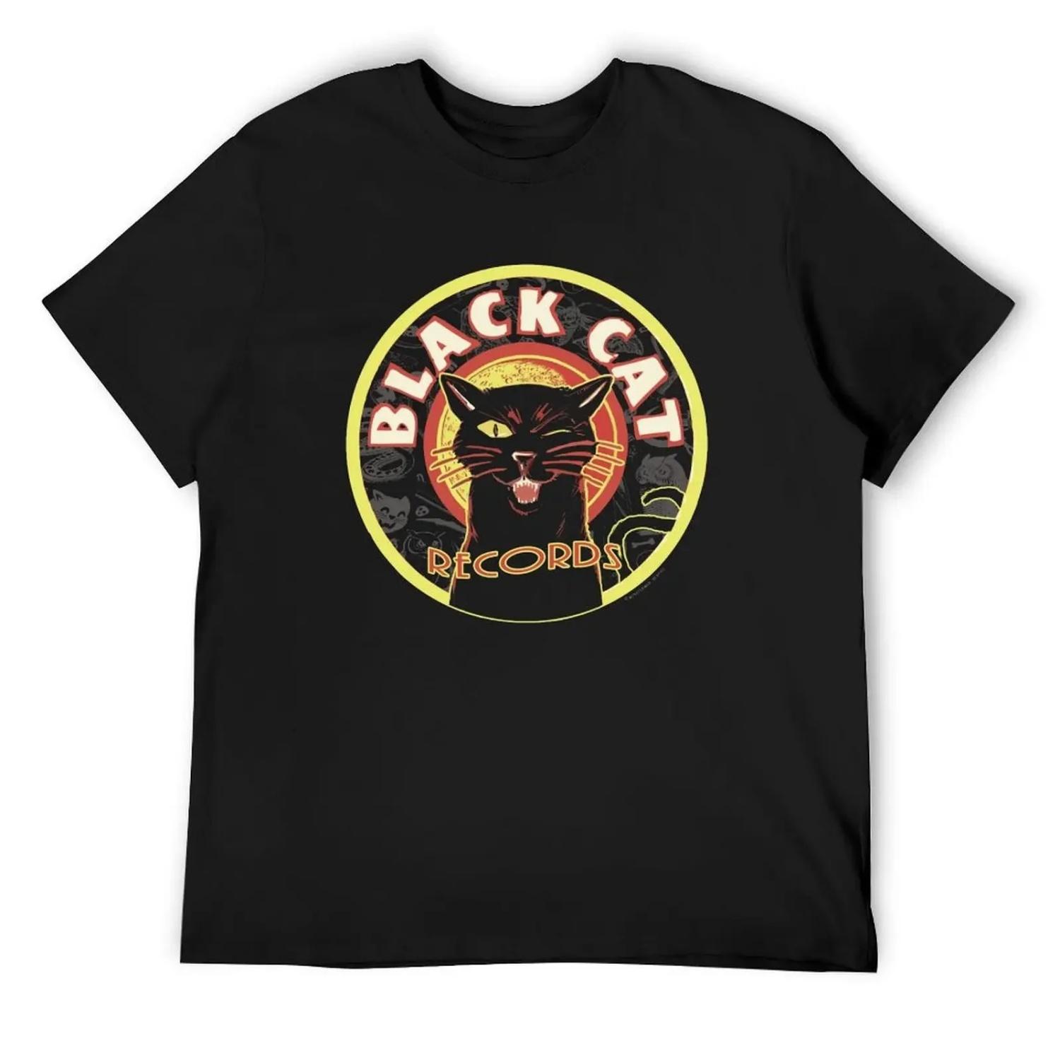 Black Cat LP Art Deco T-Shirt shirts graphic summer top football t shirt mens tall t shirts XXXXXL чёрный