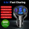 New 4 Ports USB Car Charger Fast Charging PD Quick Charge 3.0 USB C 66W Car Phone Charger Adapter For IPhone D9I2