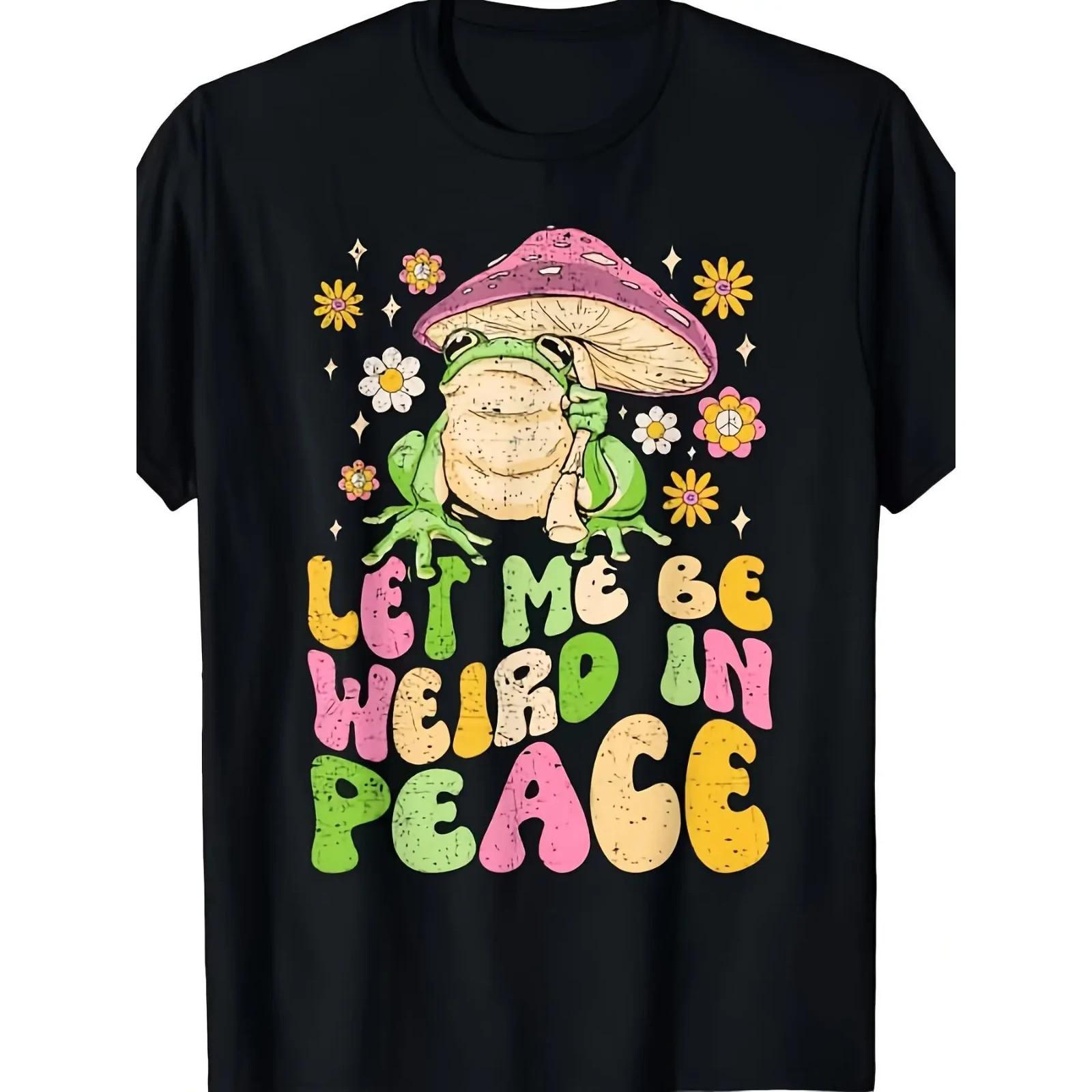 Let Me Be Weird in Peace Cute Goblincore Frog Unisex T-Shirt L