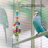Colorful Parrot Toys Natural Wooden Birds Hanging Chew Toy with Bell Cage Play Toy Supplies