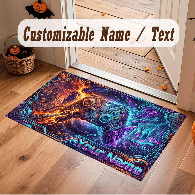 Tapis de sol en velours cristal Thème Cyberpunk Urbain Nom Personnalisé Texte Tapis Chaud Décoration de Maison