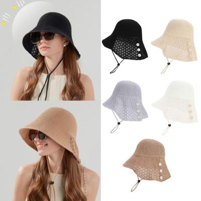 Fashion Breathable Sun Hat UV Protection Hollow Out Bucket Hat Small Shawl Sun Protection Hat Women