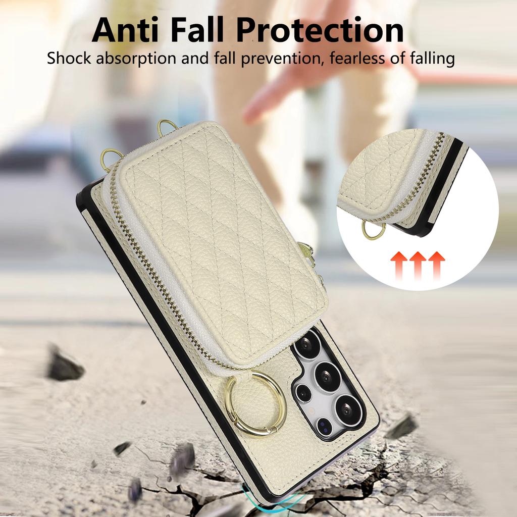 Crossbody Zipper Cards Solt Wallet Flip Leather Case For Samsung S26 Ultra S25 Plus S24 A26 A17 A07 Long Lanyard Bag Book Cover