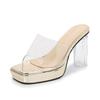 Fashion 2025 Transparent PVC Slippers Plus Size Crystal Cup High-heeled Casual Shoes Sexy Women Open Toe Transparent Slippers