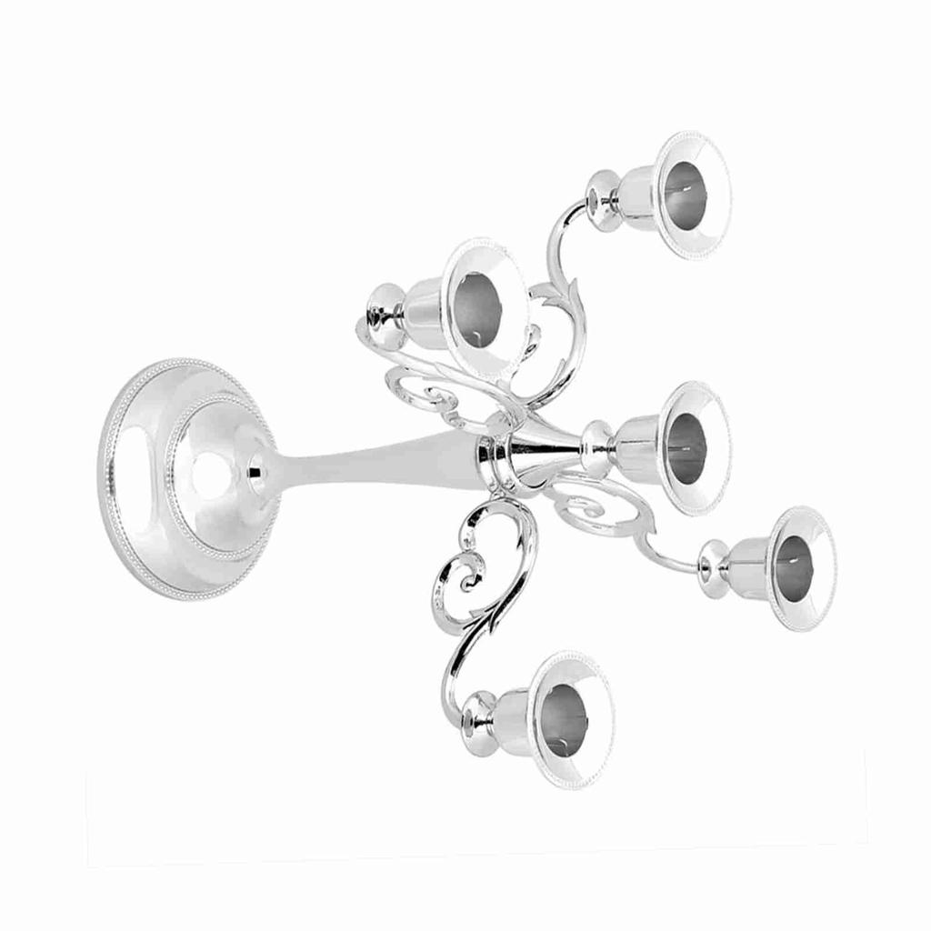 5 Arms Vintage Candlestick Metal Crafts Candle Holder Stand Wedding Party Home Decor Silver