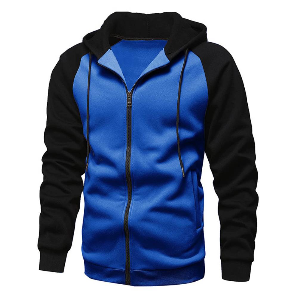 

Autumn Winter Hooded Hoodies Men Fleece Raglan Sleeves Retro Casual Sweatshirts Fashion Patchwork Hoodie Outwear L синій