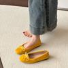 Hot Selling 2025 Soft Bottom Ballet Flats Low Heel Slip-On Round Toe Velvet Shoes with Bowknot Macaron Casual Women's Footwear