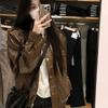 Leather Jacket Women's Short Spring and Autumn New Fashion Simple Foreign Versatile Leather Jacket