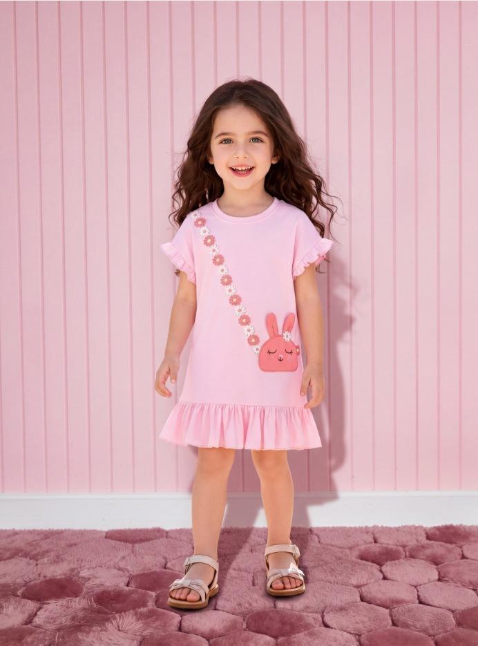 Girls Summer Cartoon Cat Dress Striped Princess Fashion Kids Dress