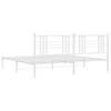Metal Bed Frame with Headboard White 193 x 203 cm