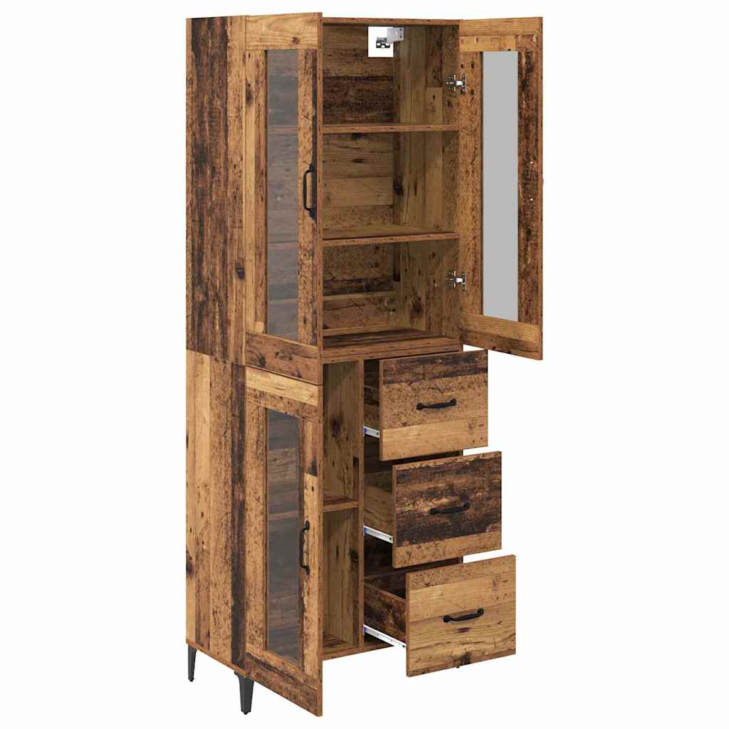 Wall Mounted Highboard Reclaimed Wood Look 69.5 x 34 x 180 cm Engineered Wood
