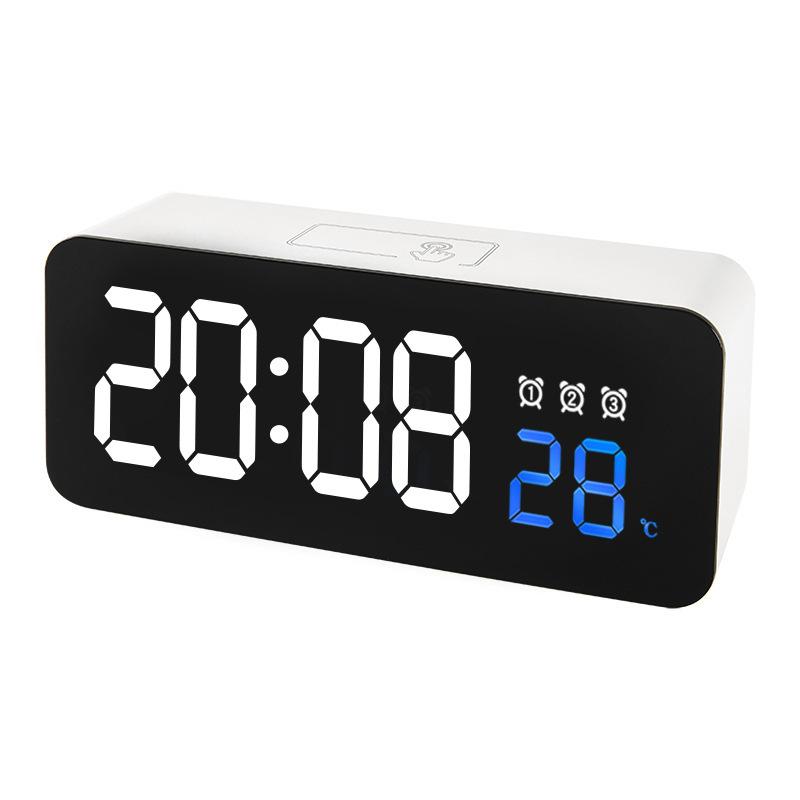 Fashionable bedside clock simple multi-functional electronic clock mirror clock multi-set alarm clock with temperature Korean version 6612T