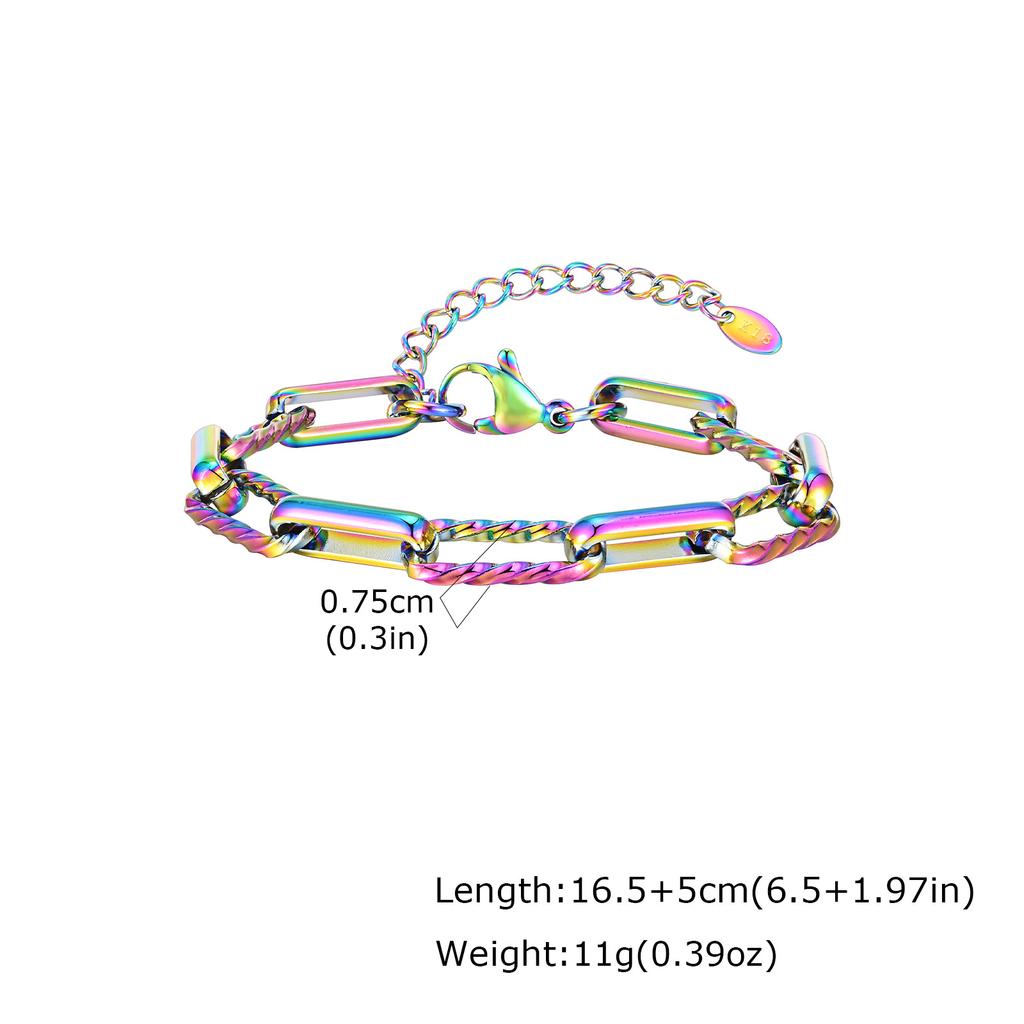 Minimalist 18K Gold Plated Bracelet Women, Slim Paperclip Twisted Link Chain, Simple Waterproof Jewelry