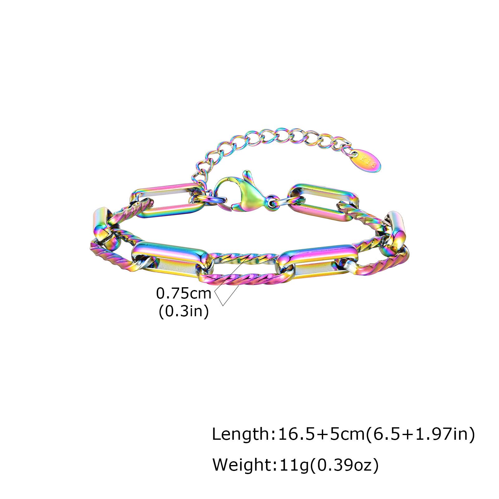 Minimalist 18K Gold Plated Bracelet Women, Slim Paperclip Twisted Link Chain, Simple Waterproof Jewelry