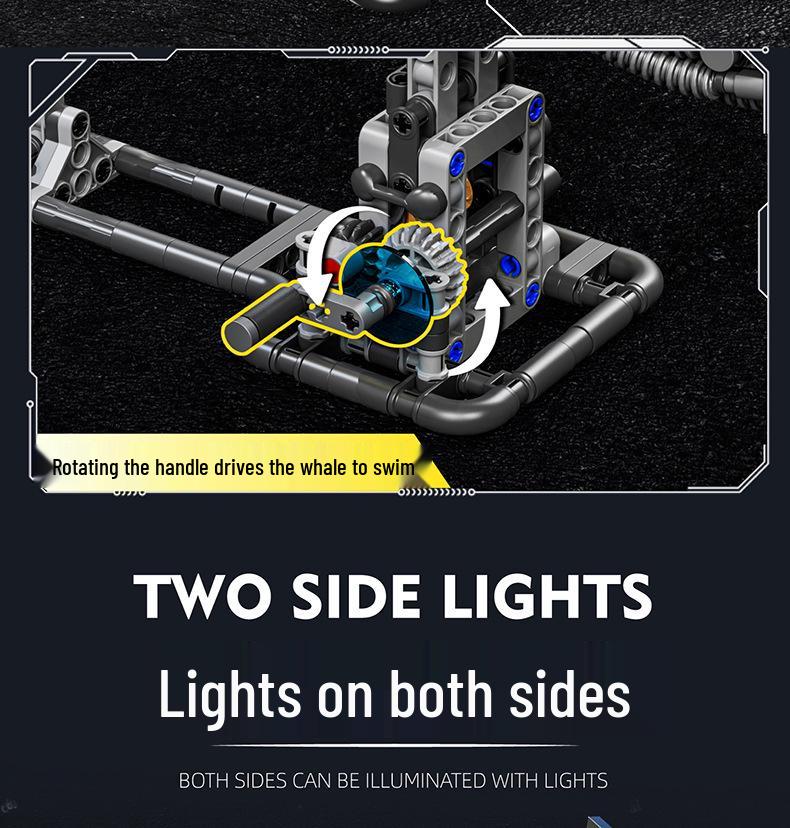 Mechanisches Wal-Modell Bausteine - Pädagogisches Tierspielzeug für Kinder, Kompatibel mit Lego