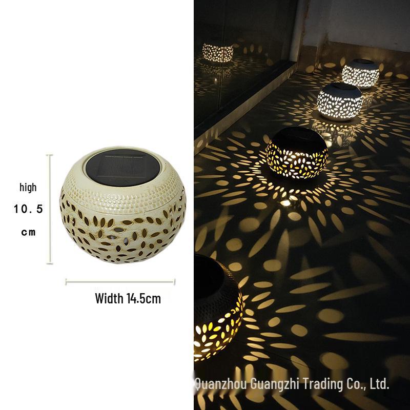 Cross-Border Solar Lantern: Wrought Iron Peony Projection Light for Outdoor Garden and Courtyard.