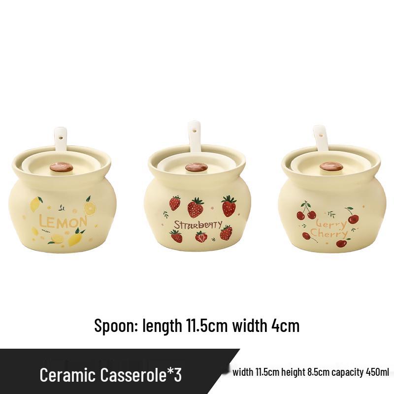 Ceramic Earthen Pot with Lid for Stews & Double Boiled Dishes - Single-Serve Steamed Egg Cup Included