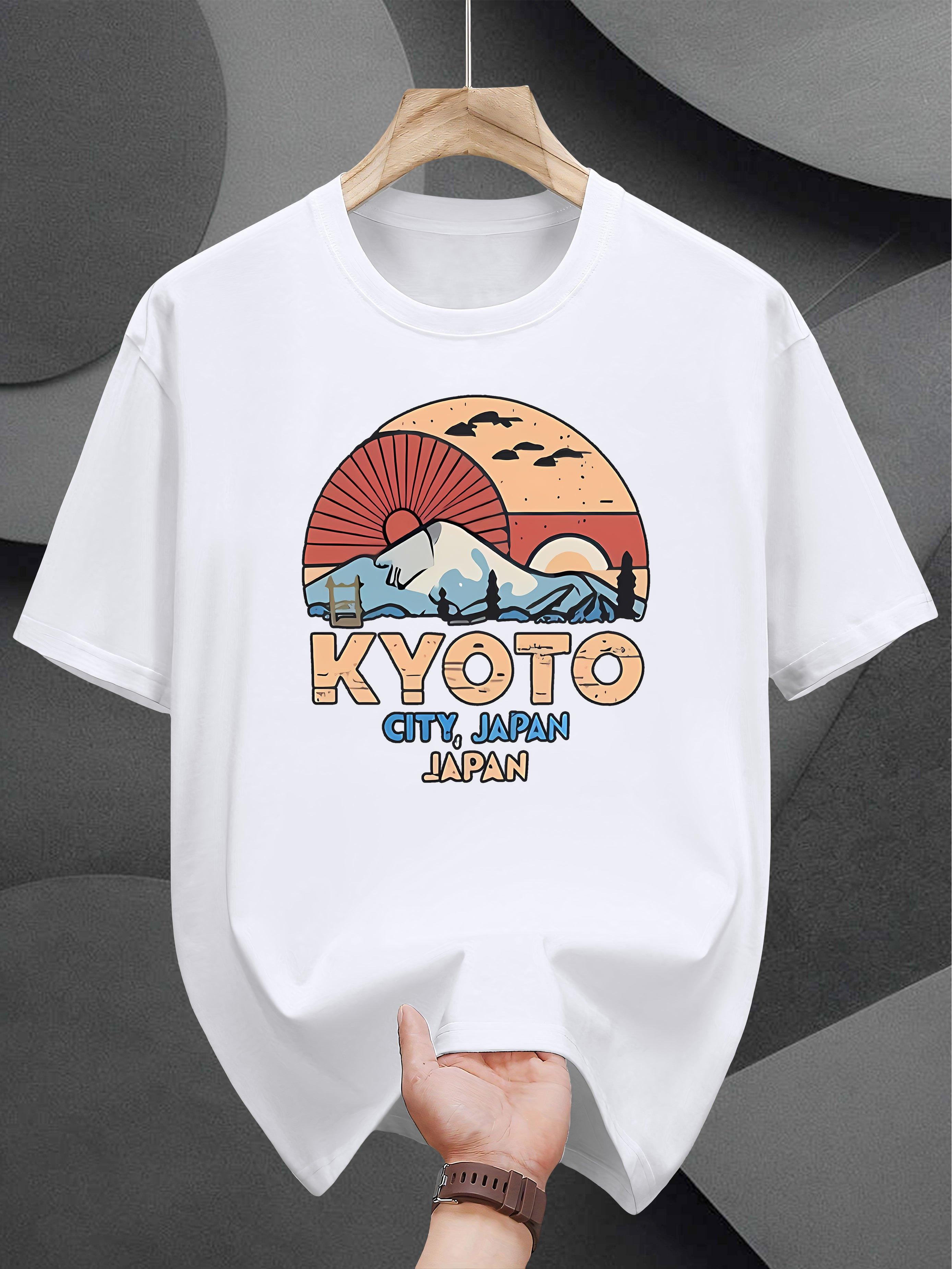 T-shirt - Navy Blue Mount Fuji & Japanese Sunset Graphic Print S