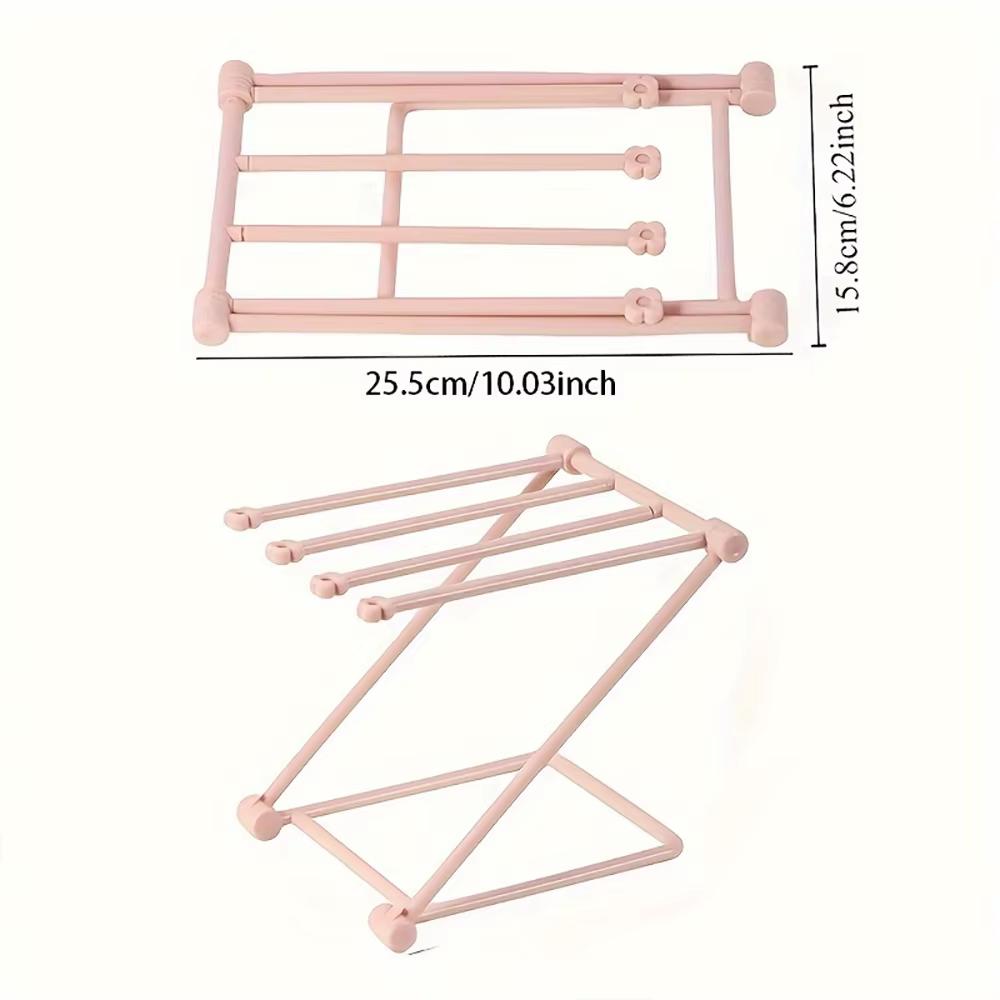 Foldable towel rack, vertical dust removal cloth rack for kitchen and bathroom use, light blue, plastic, convenient for storage,