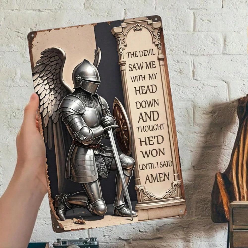 Christian Knight Metal Sign Scripture Prayer Wall Art Home Church Decor Gift