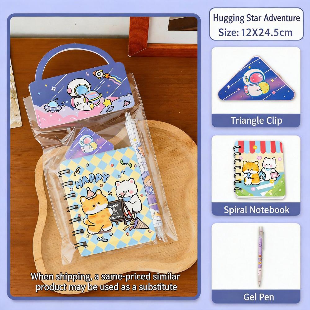 

Kids School Supplies Non-Toxic Cartoon Stationery Set Portable Handle Bag Stationery High-Quality Space Theme Stationery