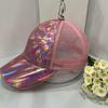Laser PU Hat Solid Color Street Waterproof Duck Tongue Hat Sunshade Colorful Leather Baseball Hat PU Colorful