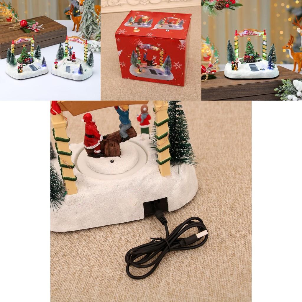 Resin Rotating Seesaw Music Box Snow Scene With Christmas Decor For Holiday Gifts And Ornament Display