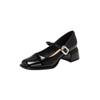 Mary Jane shoes women's French 2025 new square head thick heel black beautiful spring and autumn high-end sweet single shoes