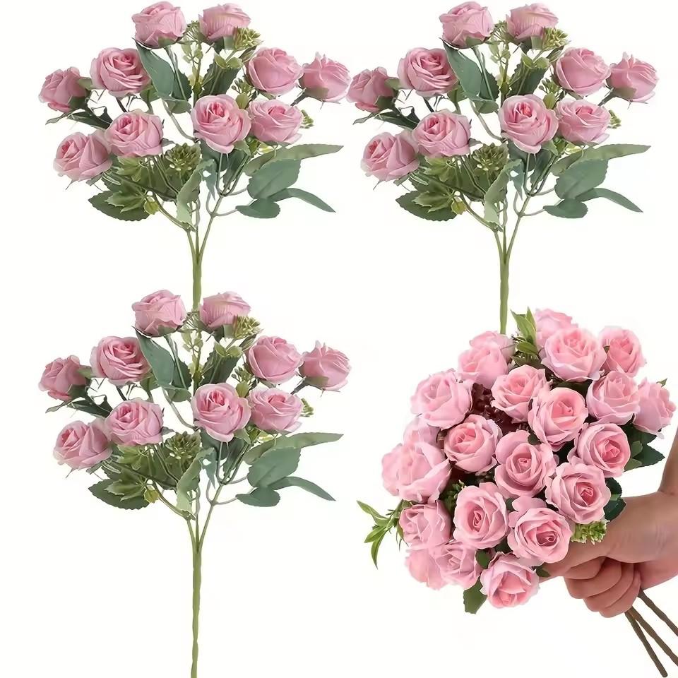 1/2 Stück Künstliche Rosenblumen Strauß Seiden-Falsche Blume für Hochzeitstisch Hausvase DIY Dekoration Geburtstagsparty Zubehör
