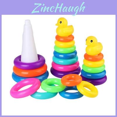 Hot-water Washable Jenga Rainbow Color Tower Duck Tub Play Toys Baby Development