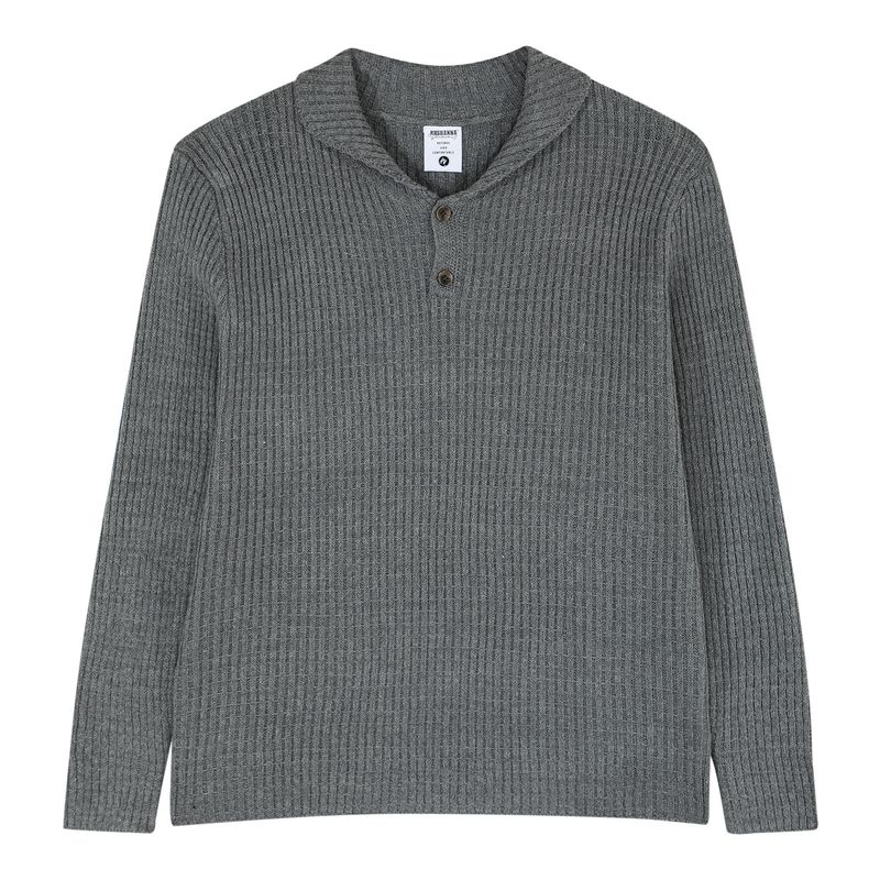 

Kisko Autumn and Winter American-Style Ribbed Henry Collar Long-Sleeved Knitwear for Men and Women, High-End Casual Work Clothing Top Gray XL