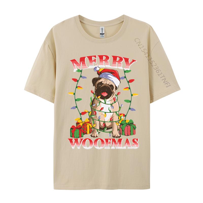 New Tshirt Merry Woofmas Christmas Santa Pug T Shirts Graphic New Trend Tops Mens Clothing Plus Size