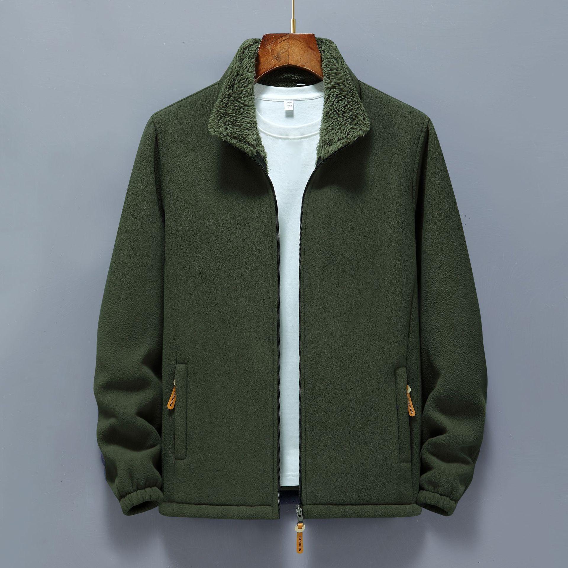 

Осенне-зимняя флисовая куртка для мужчин, флисовый кардиган, повседневная уличная свободная теплая куртка со стойкой 3XL