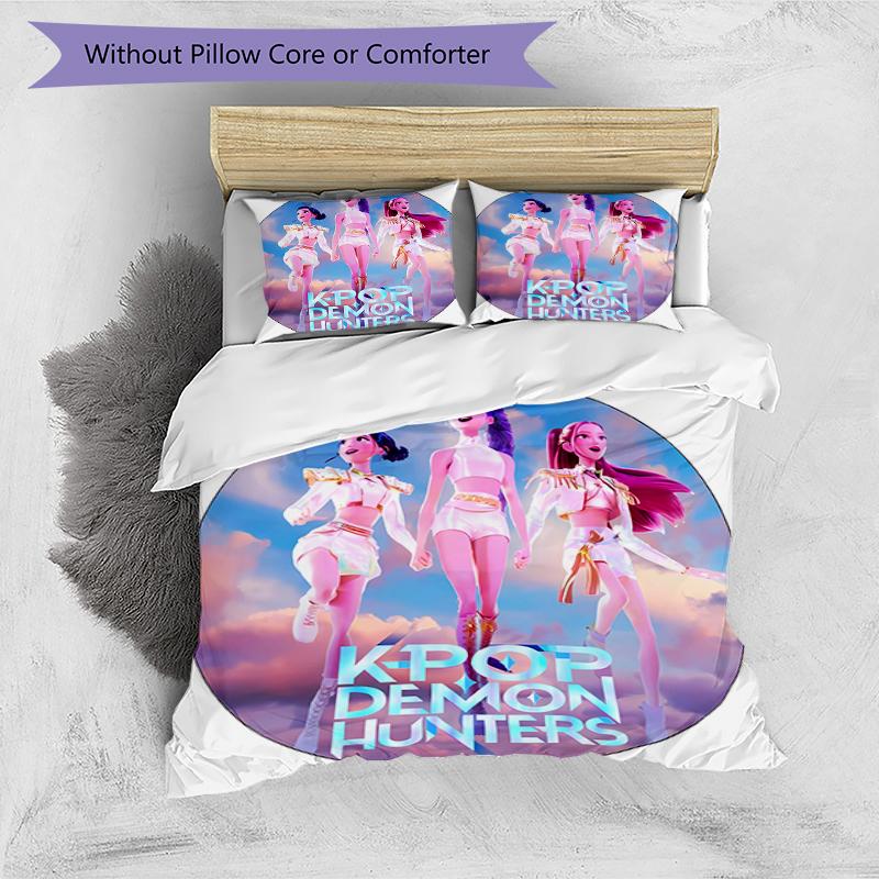 3pcs Kpop Hunter8 pattern bedding set duvet cover set includes duvet cover &pillowcases, perfect all season bedroom decoration & gift