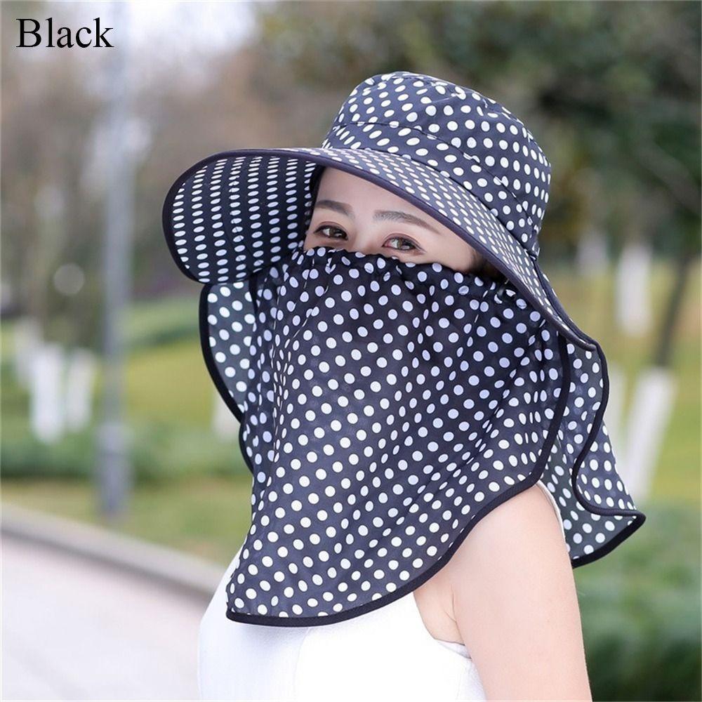 Wide Brim Beach Cap Face And Neck Sun Hat Fashion Tea Picking Cap  Women's