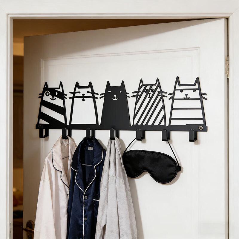 ZNMW Five-Cat Design Carbon Steel Wall Hooks (2-Pack)